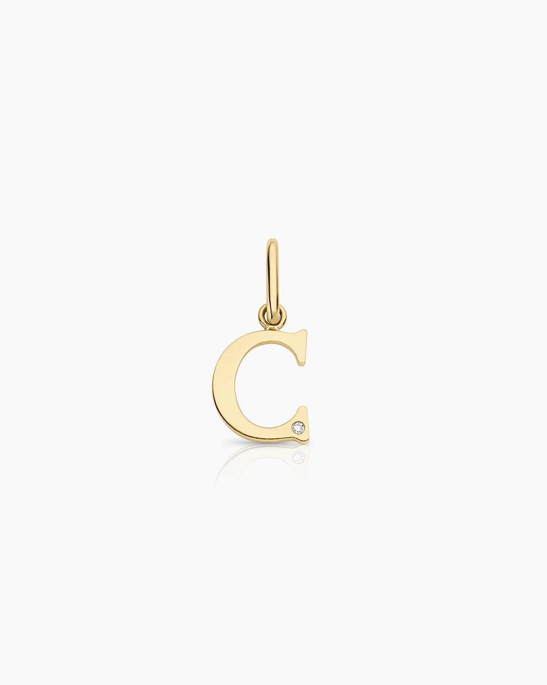 Diamond Vintage Alphabet Charm || option::14k Solid Gold, C