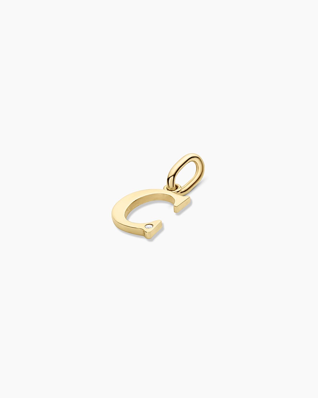 Diamond Vintage Alphabet Charm || option::14k Solid Gold, C