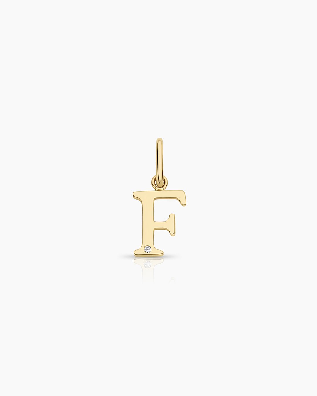 Diamond Vintage Alphabet Charm || option::14k Solid Gold, F