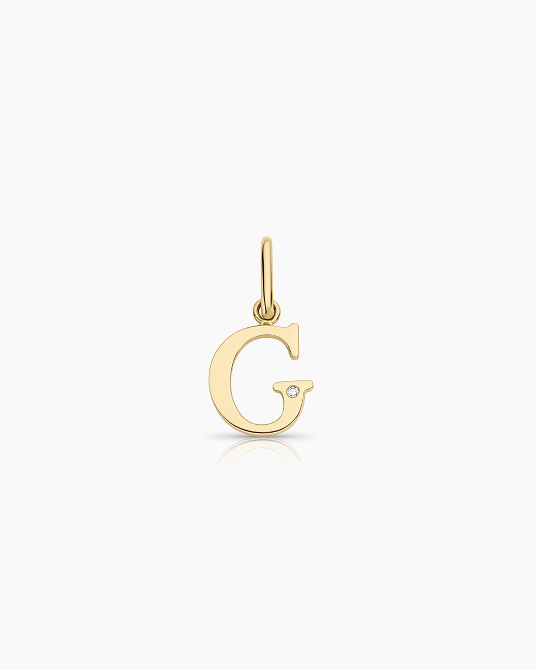 Diamond Vintage Alphabet Charm || option::14k Solid Gold, G