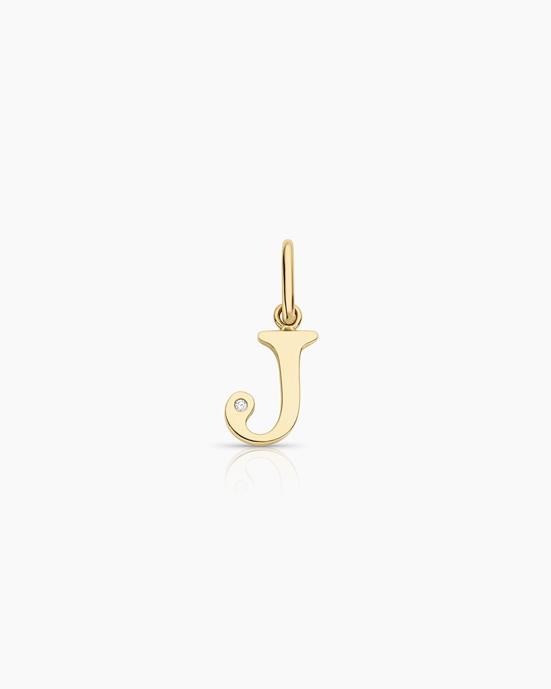 Diamond Vintage Alphabet Charm || option::14k Solid Gold, J