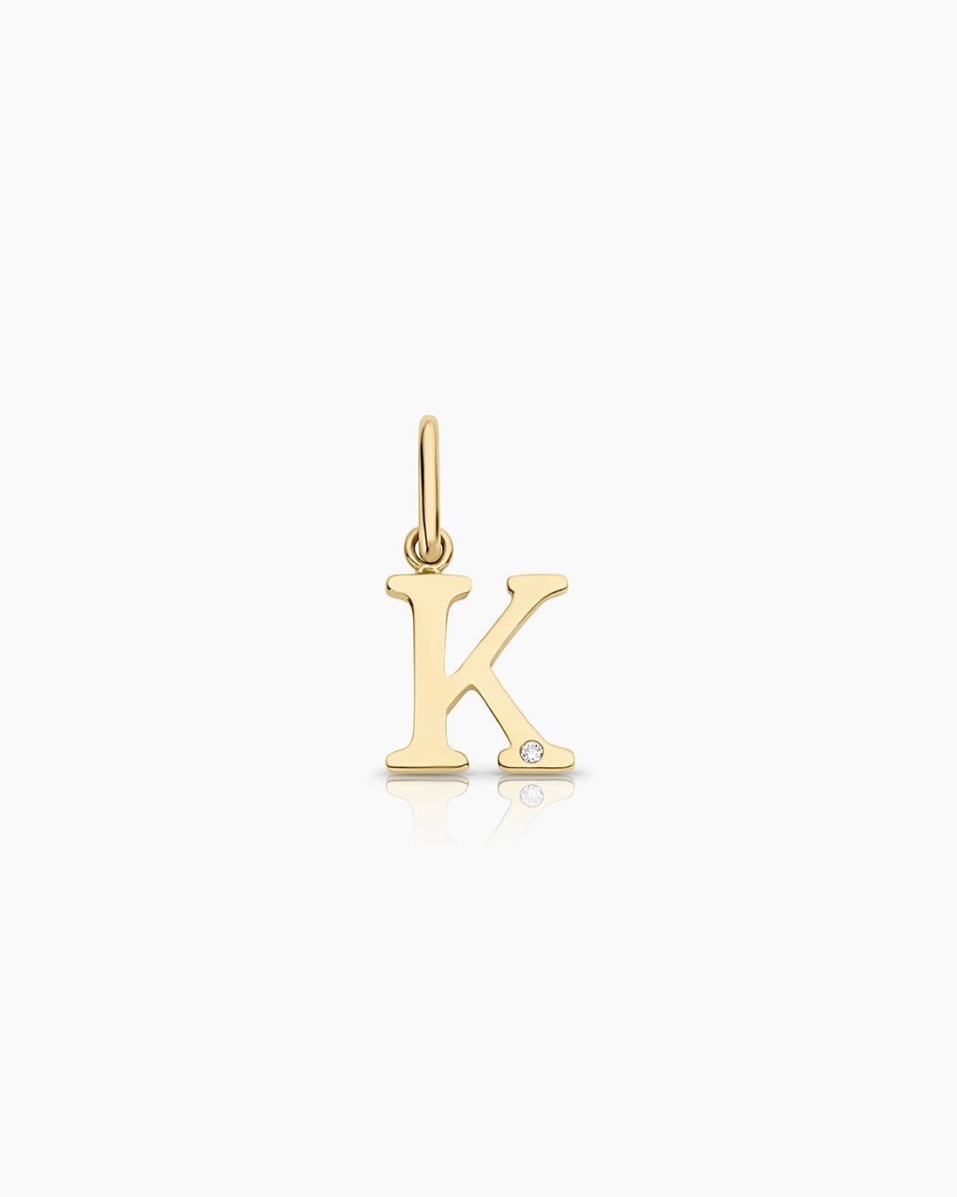 Diamond Vintage Alphabet Charm || option::14k Solid Gold, K