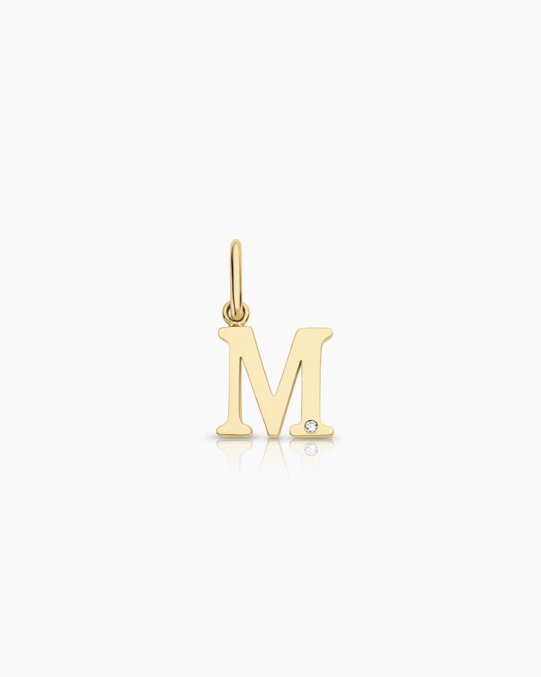 Diamond Vintage Alphabet Charm || option::14k Solid Gold, M