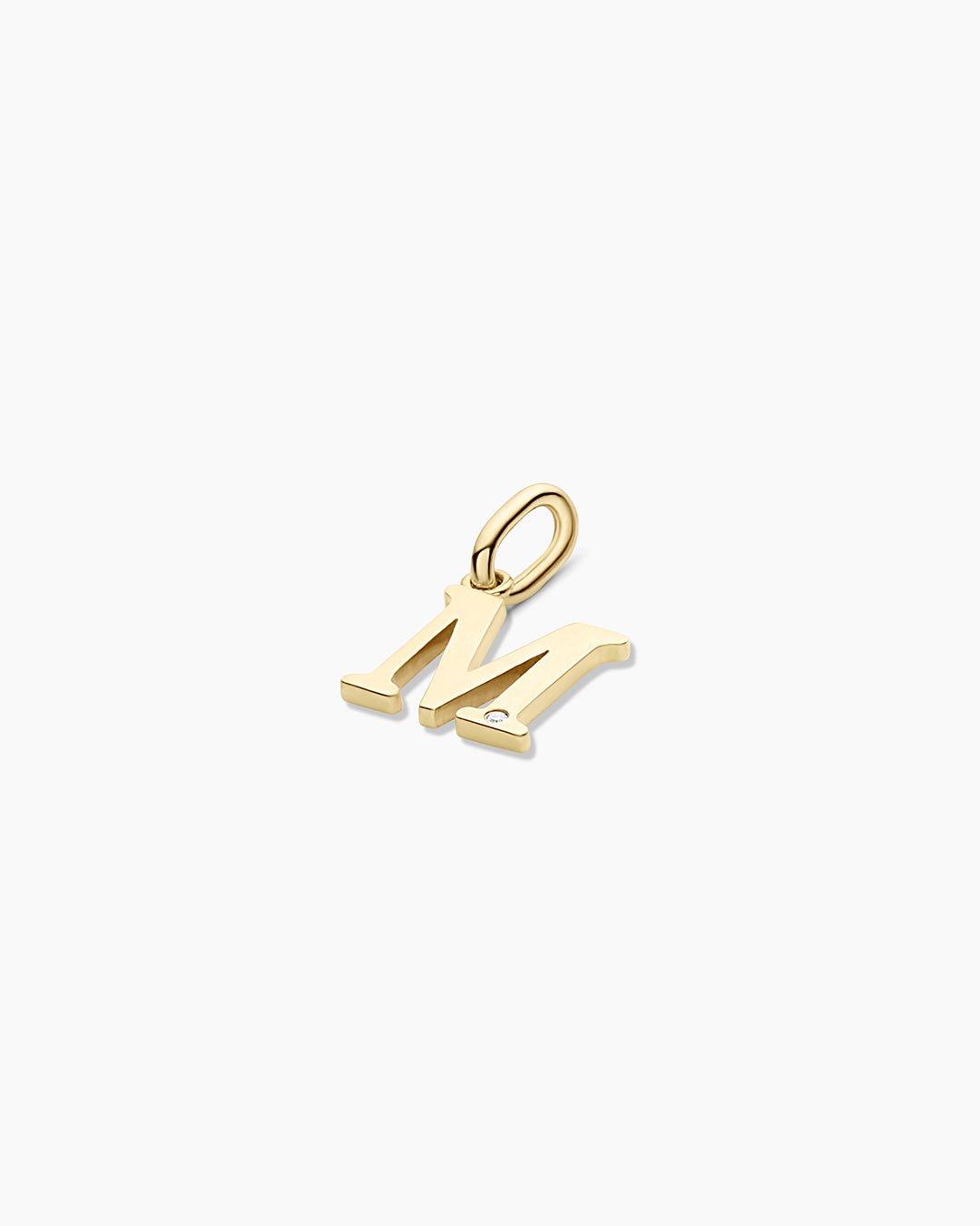 Diamond Vintage Alphabet Charm || option::14k Solid Gold, M