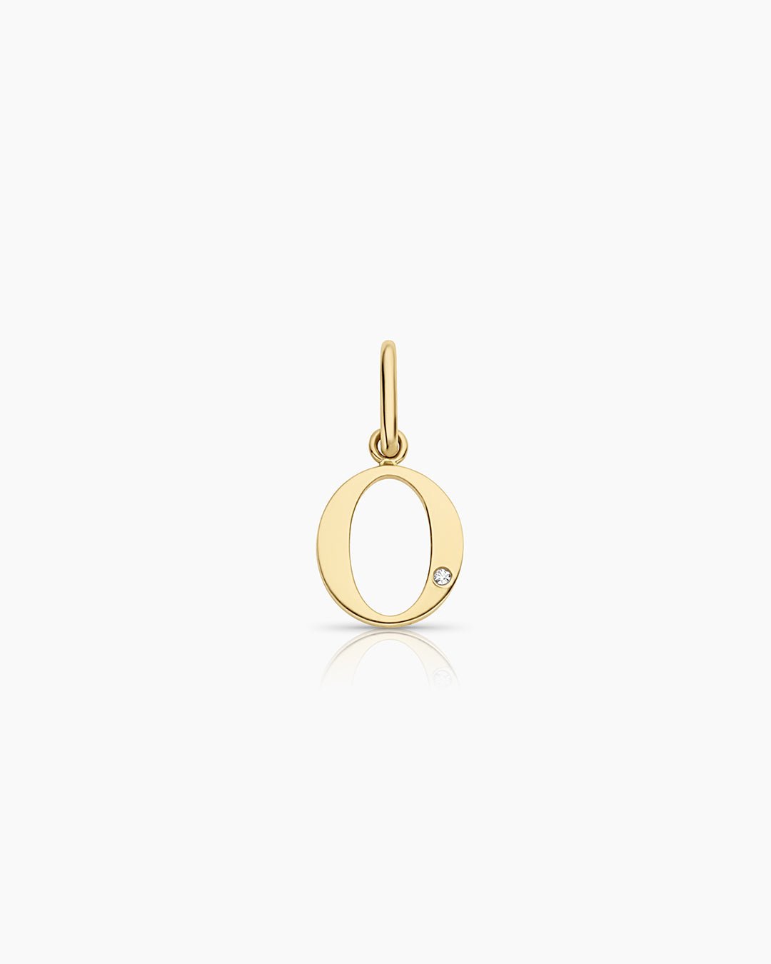 Diamond Vintage Alphabet Charm || option::14k Solid Gold, O