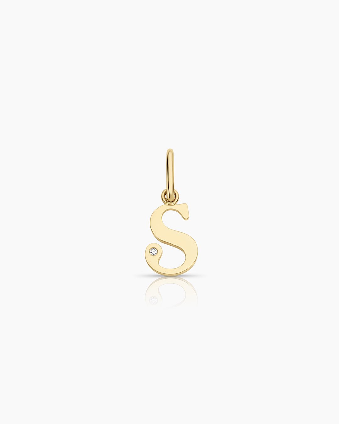 Diamond Vintage Alphabet Charm || option::14k Solid Gold, S