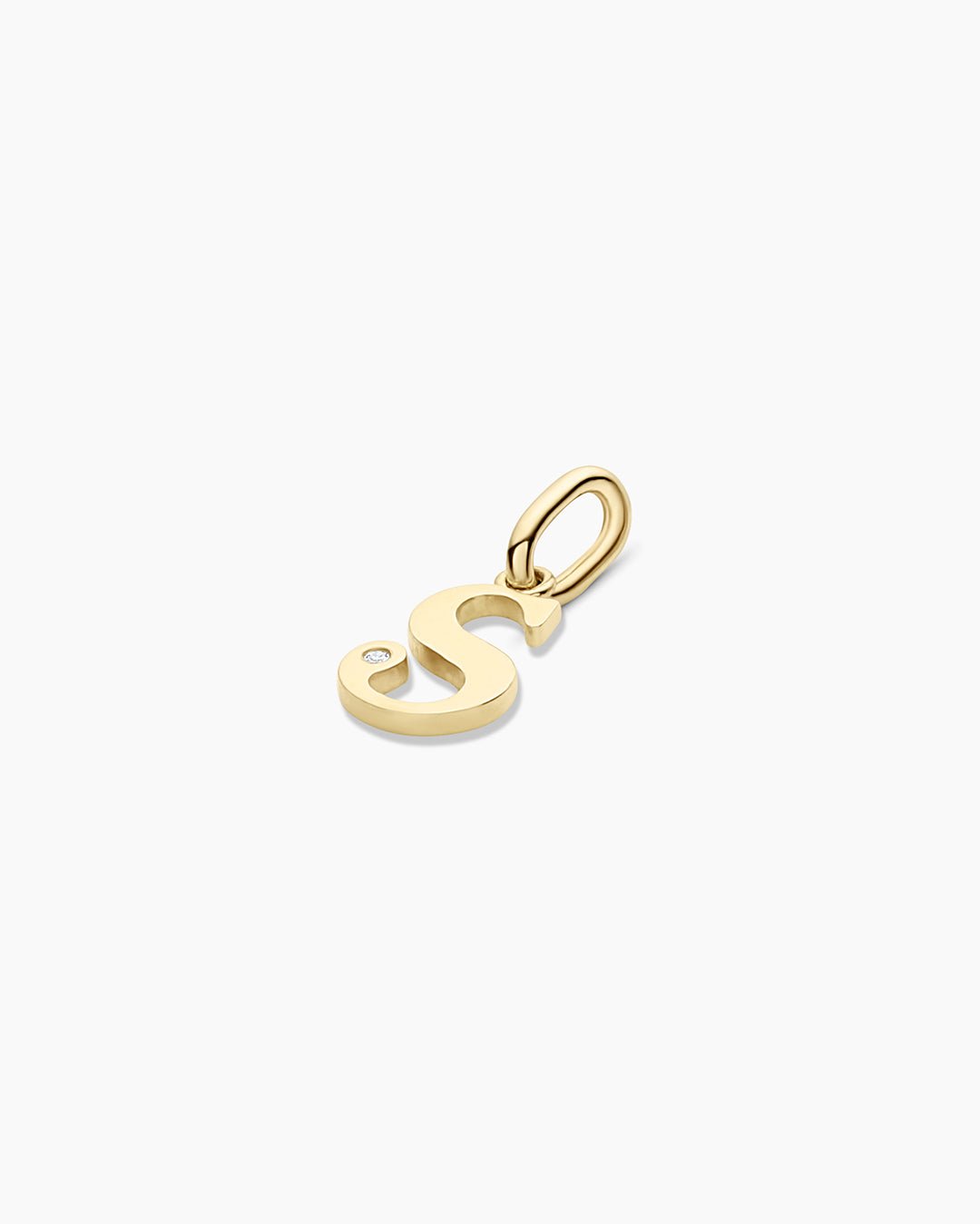 Diamond Vintage Alphabet Charm || option::14k Solid Gold, S