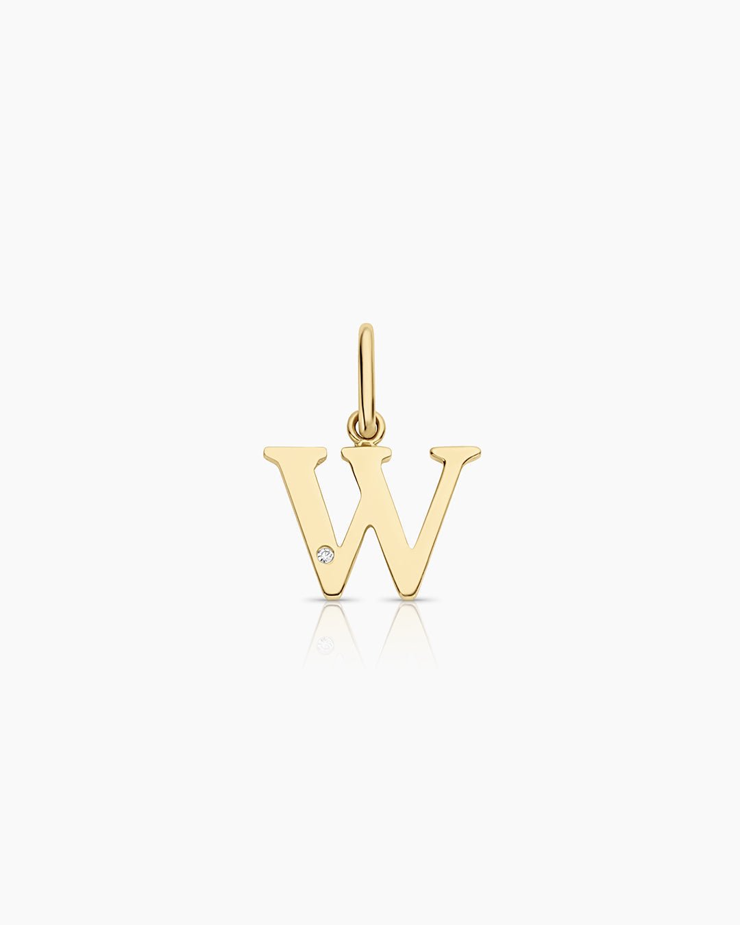 Diamond Vintage Alphabet Charm || option::14k Solid Gold, W