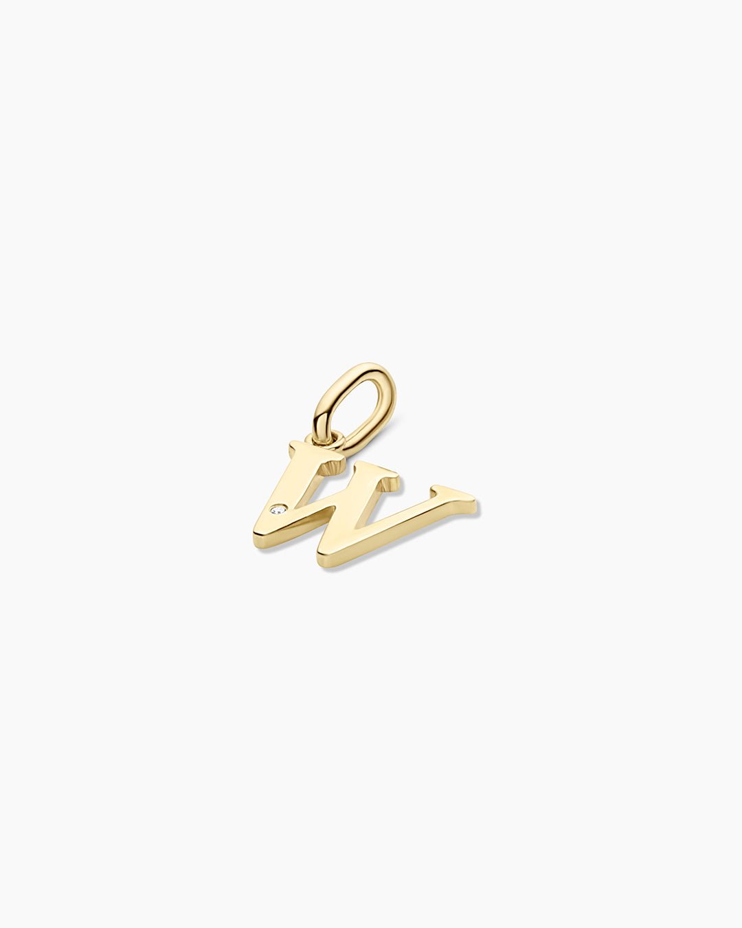 Diamond Vintage Alphabet Charm || option::14k Solid Gold, W