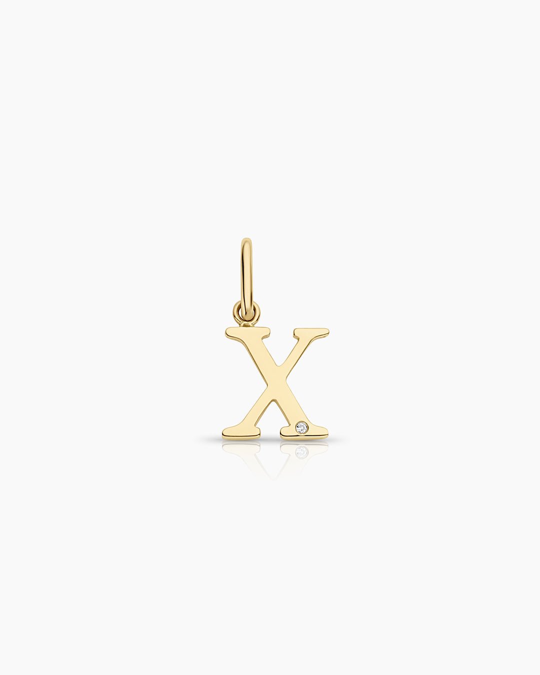 Diamond Vintage Alphabet Charm || option::14k Solid Gold, X