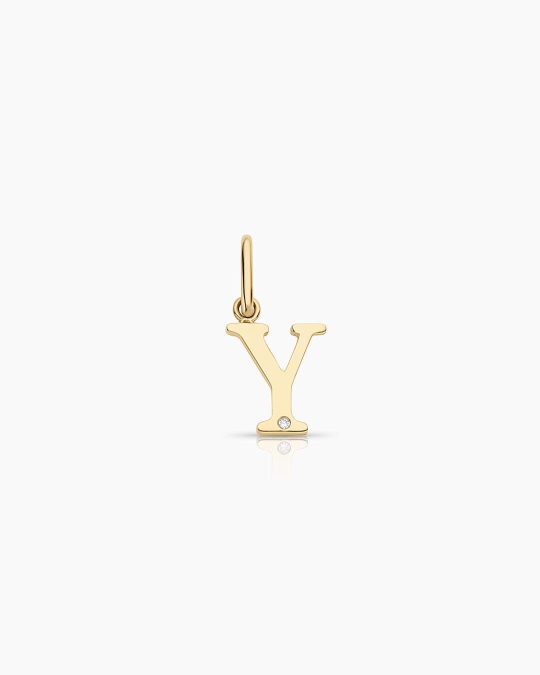 Diamond Vintage Alphabet Charm || option::14k Solid Gold, Y