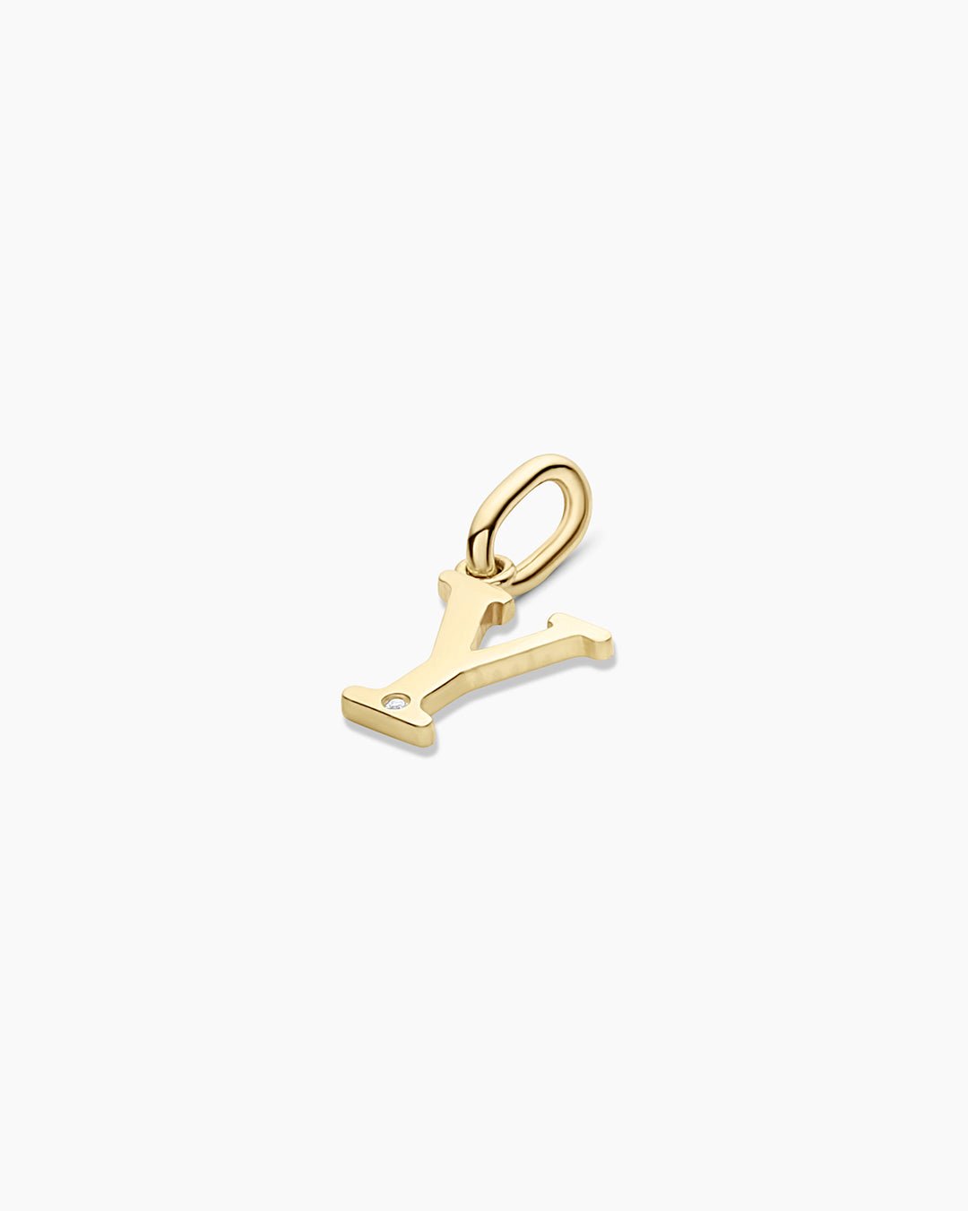 Diamond Vintage Alphabet Charm || option::14k Solid Gold, Y