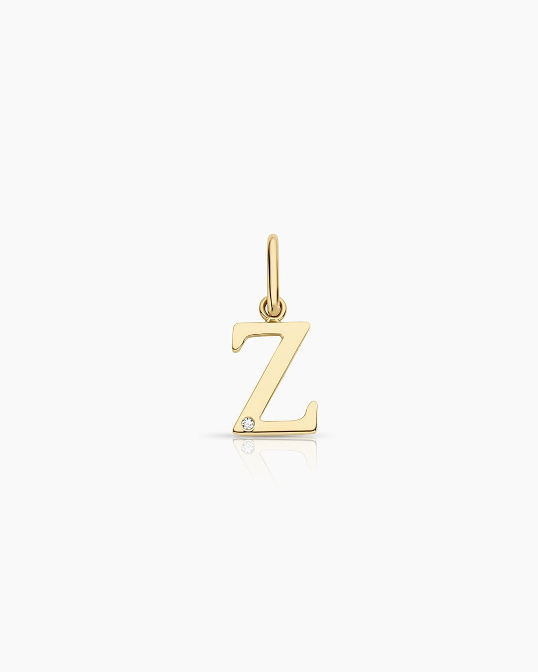 Diamond Vintage Alphabet Charm || option::14k Solid Gold, Z