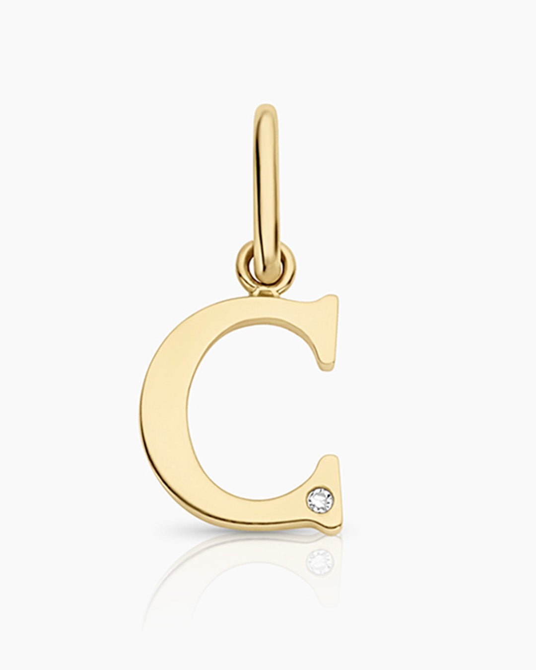 Diamond Vintage Alphabet Charm || option::14k Solid Gold, C