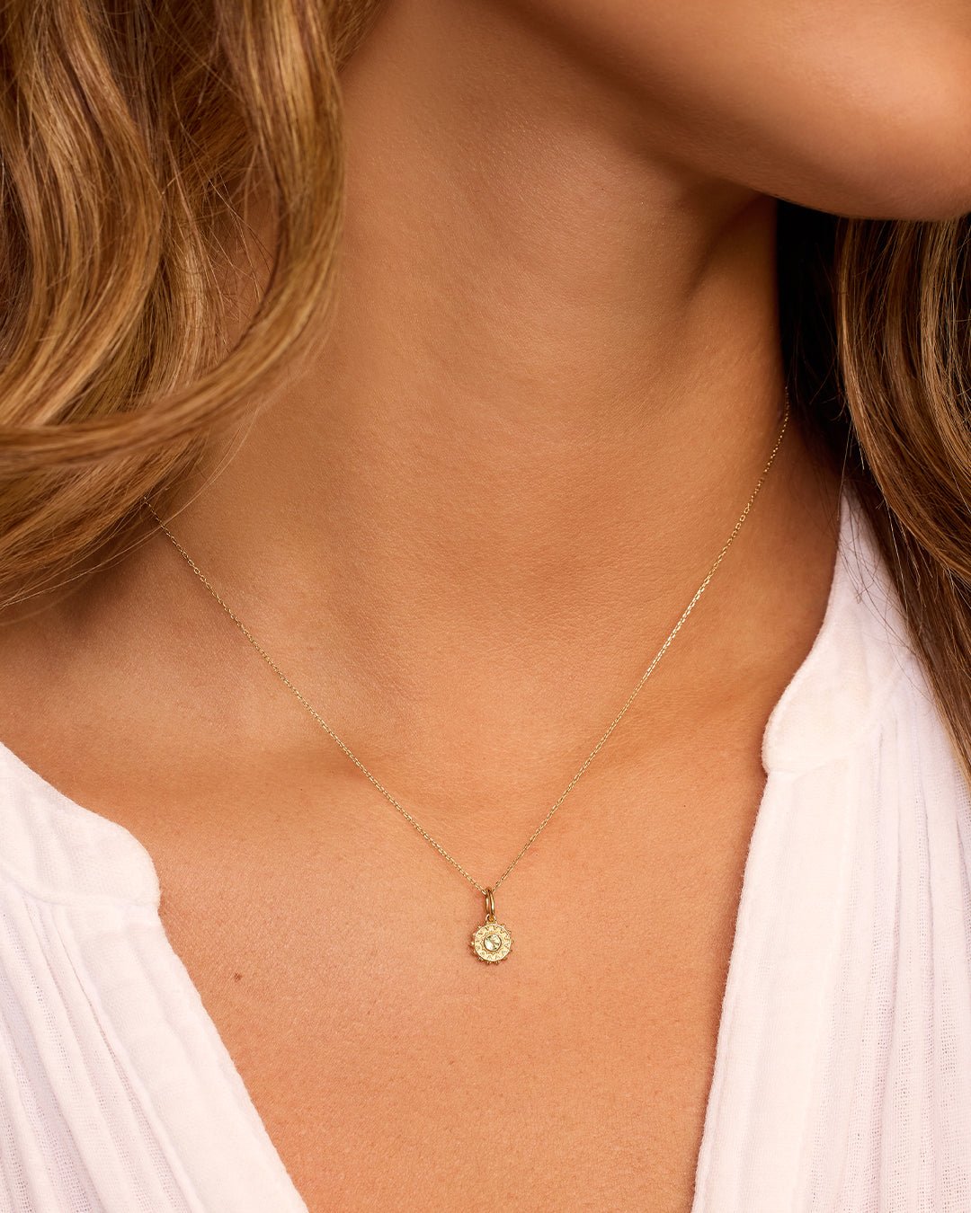 Sun Birthstone Charm || option::14k Solid Gold, Peridot -  August