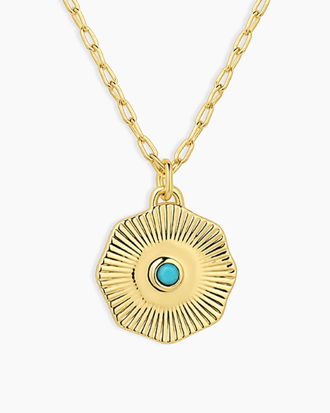 Birthstone Coin Necklace || option::18k Gold Plated, Turquoise - December