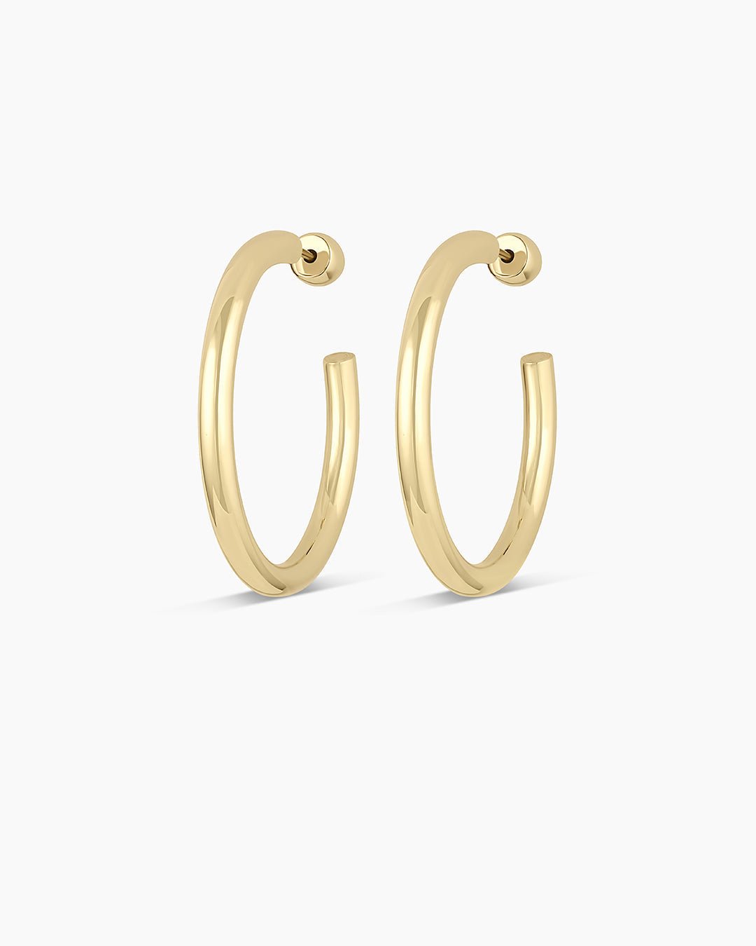 14k Gold Carter Hoops || option::14k Solid Gold, 30mm, Pair