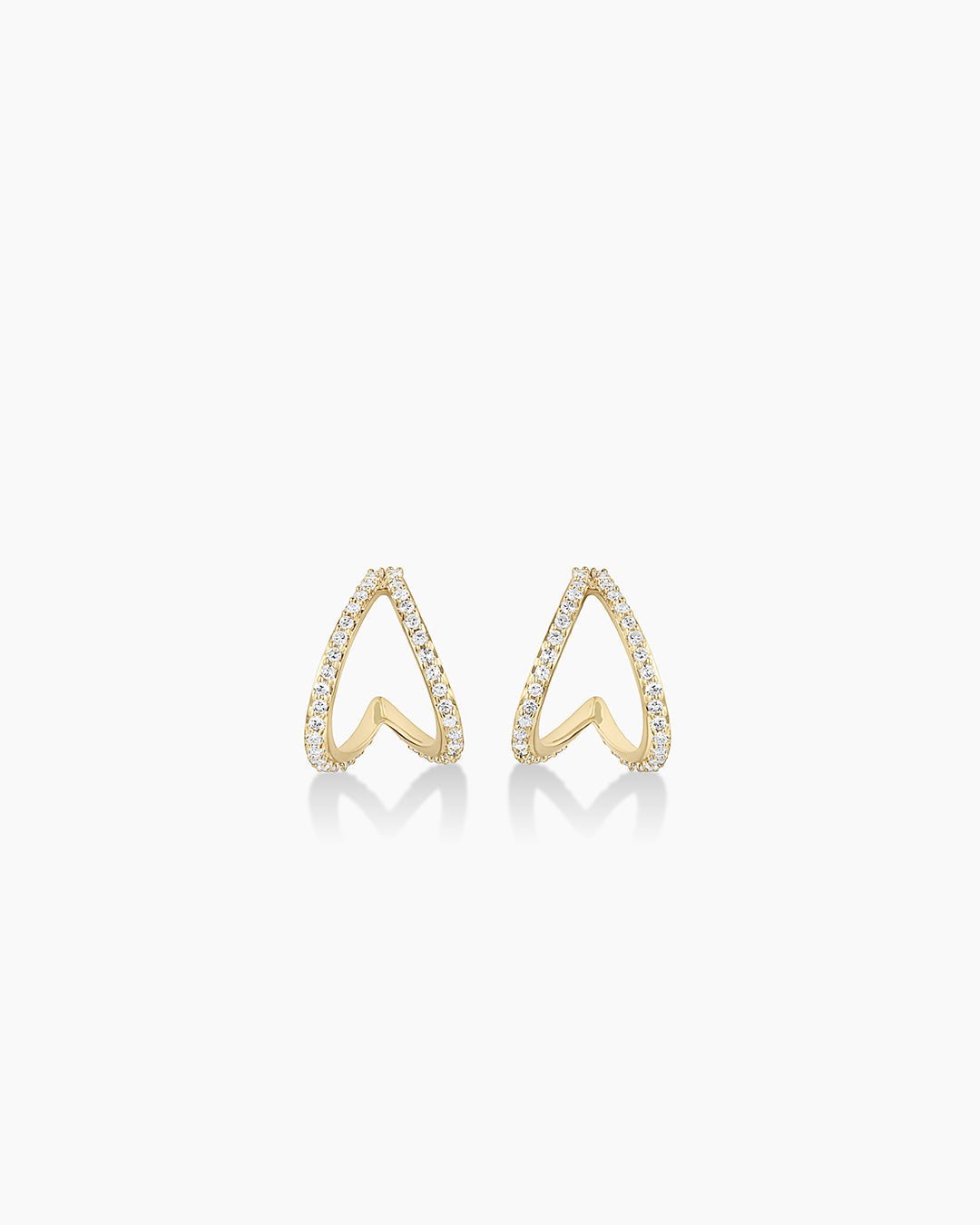 Diamond Pavé Split Huggies || option::14k Solid Gold, Pair