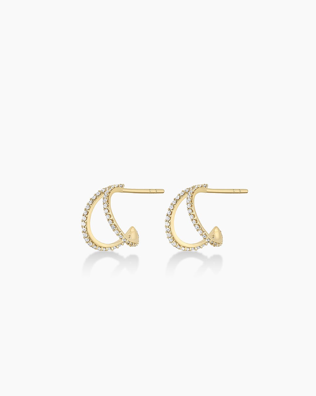 Diamond Pavé Split Huggies || option::14k Solid Gold, Pair