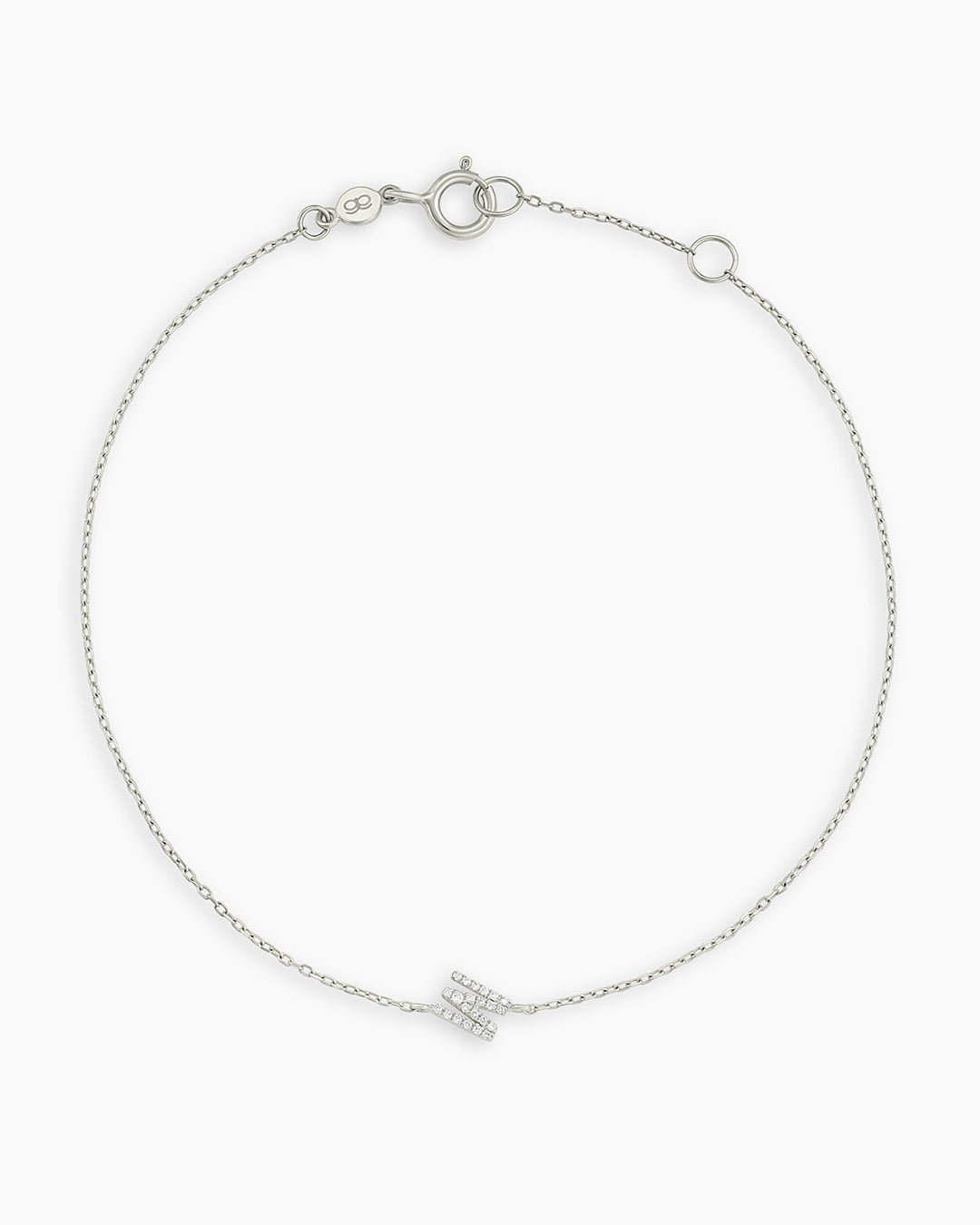 Diamond Pavé Alphabet Bracelet #M || option::14k Solid White Gold, M