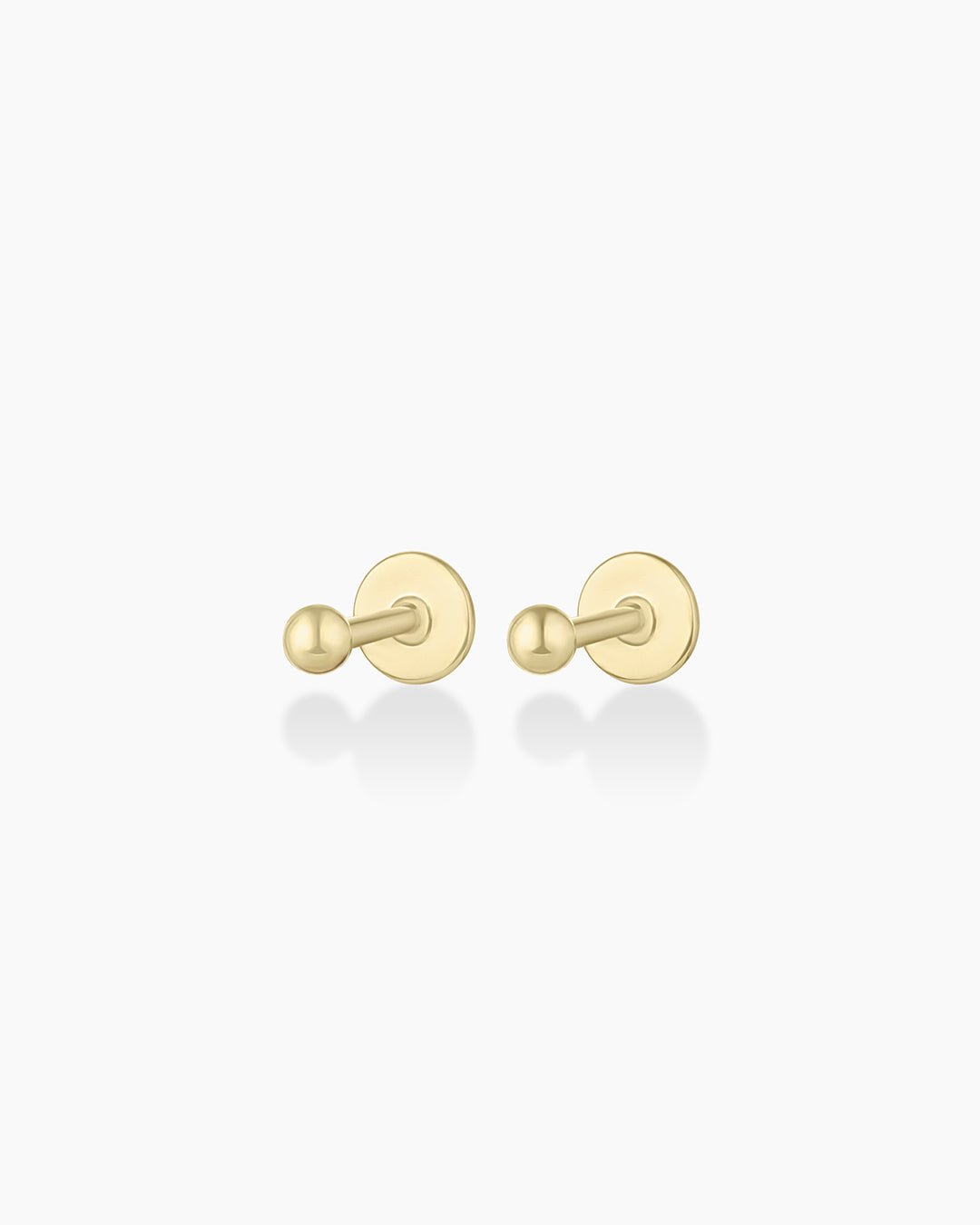 14k Gold Newport Threaded Flatback Studs || option::14k Solid Gold, Pair