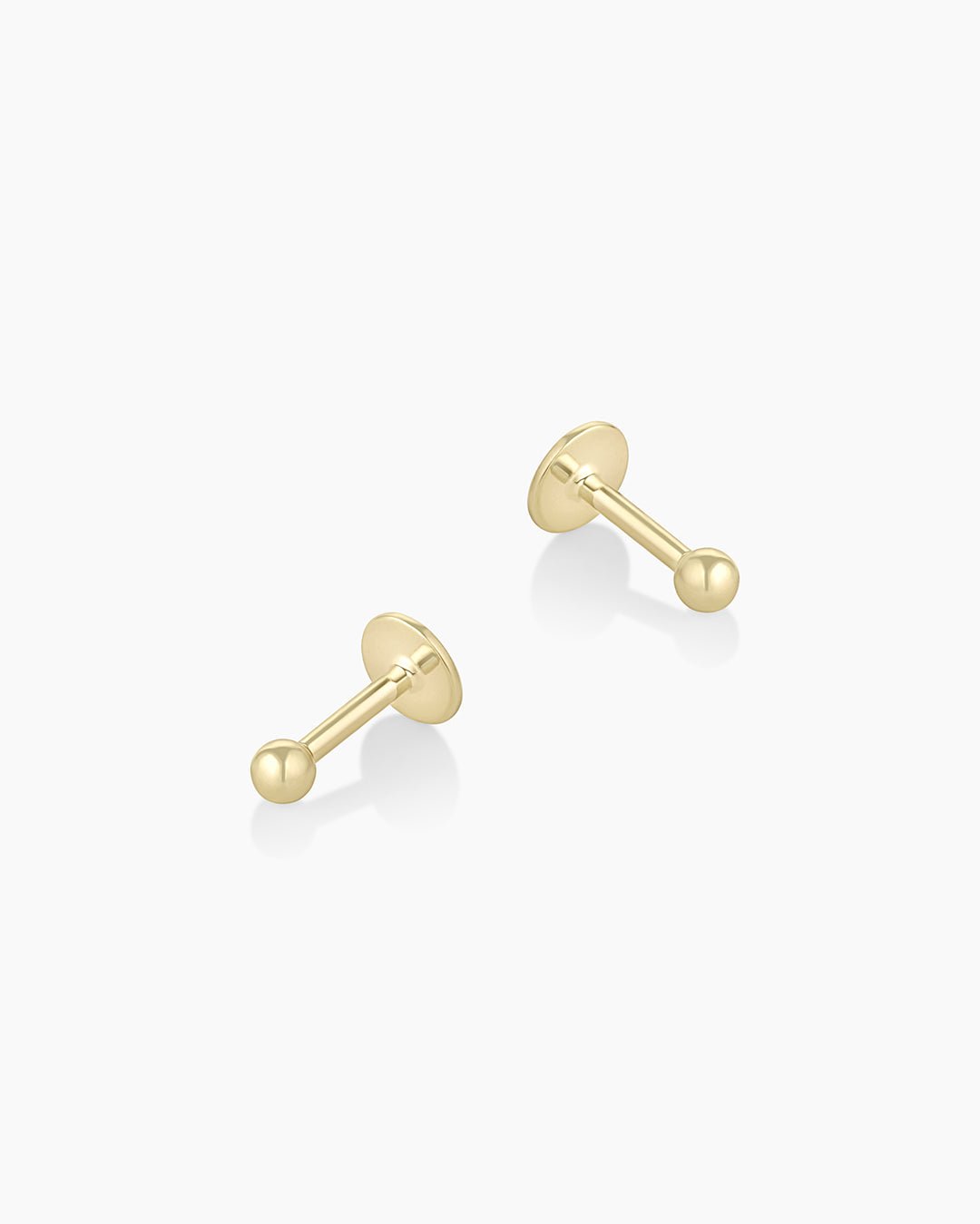 14k Gold Newport Threaded Flatback Studs || option::14k Solid Gold, Pair