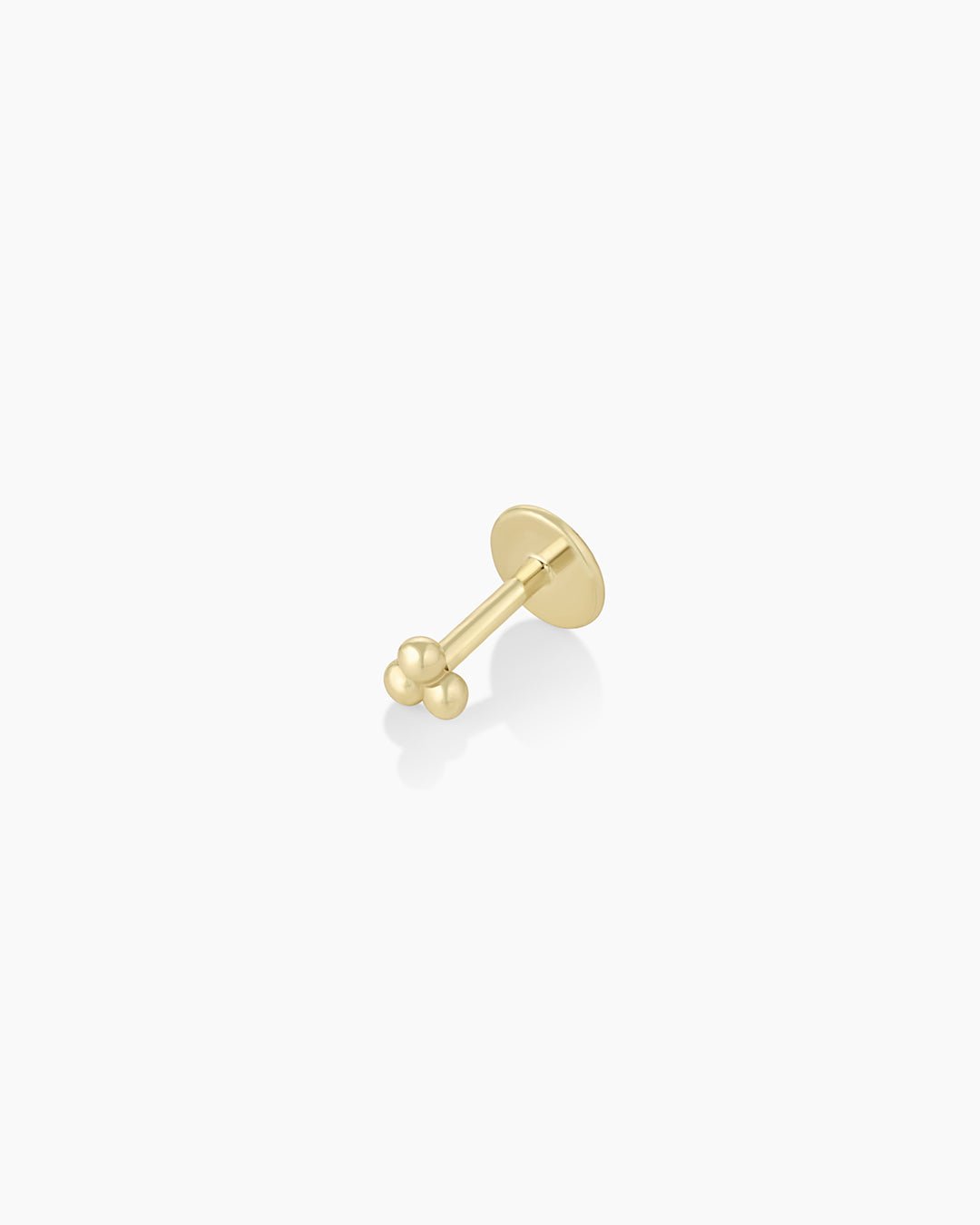 14k Gold Trio Threaded Flatback Stud || option::14k Solid Gold, Single