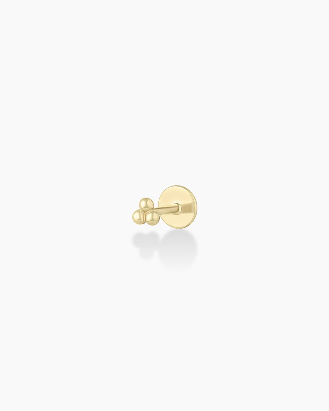 14k Gold Trio Threaded Flatback Stud || option::14k Solid Gold, Single