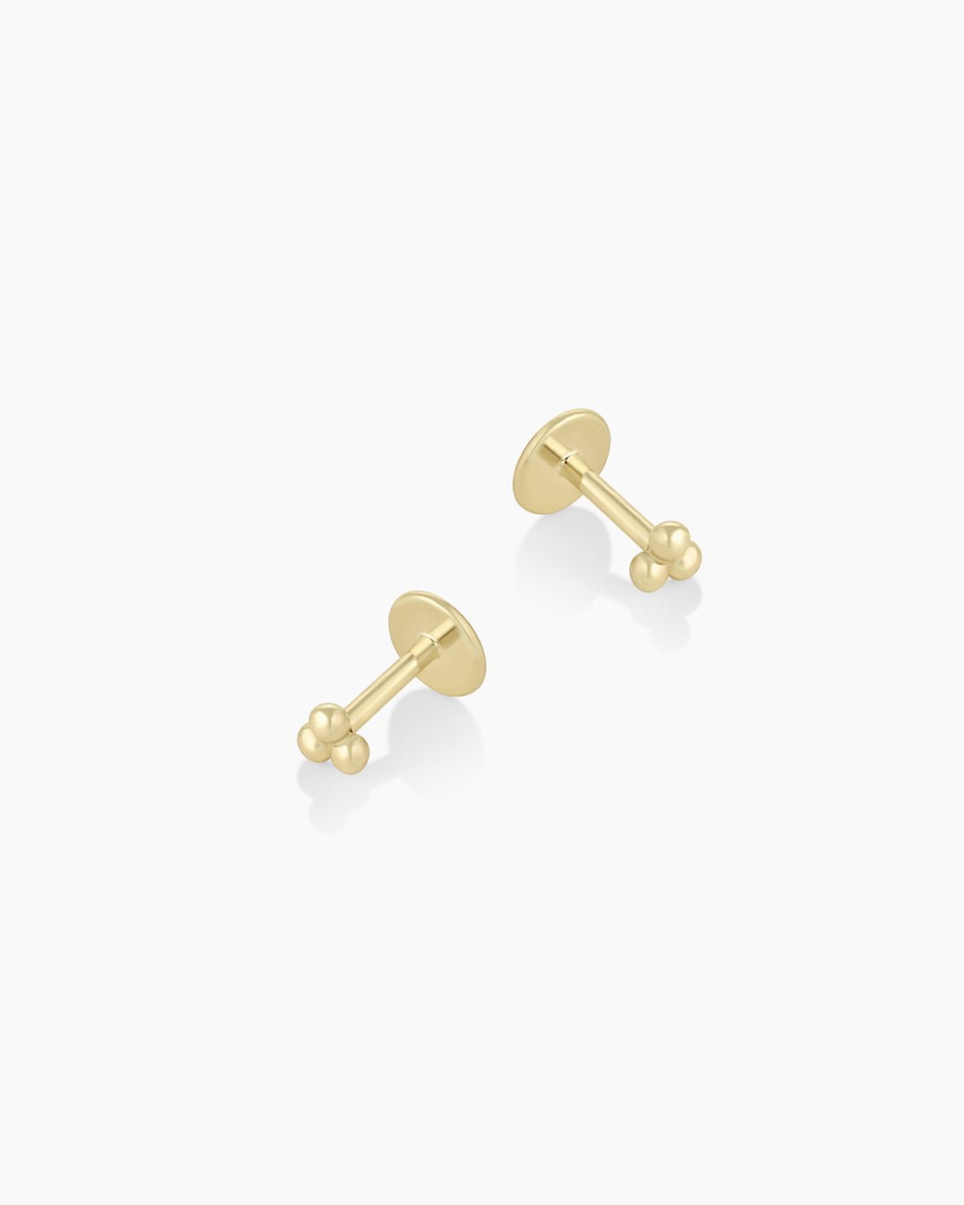 14k Gold Trio Threaded Flatback Studs || option::14k Solid Gold, Pair