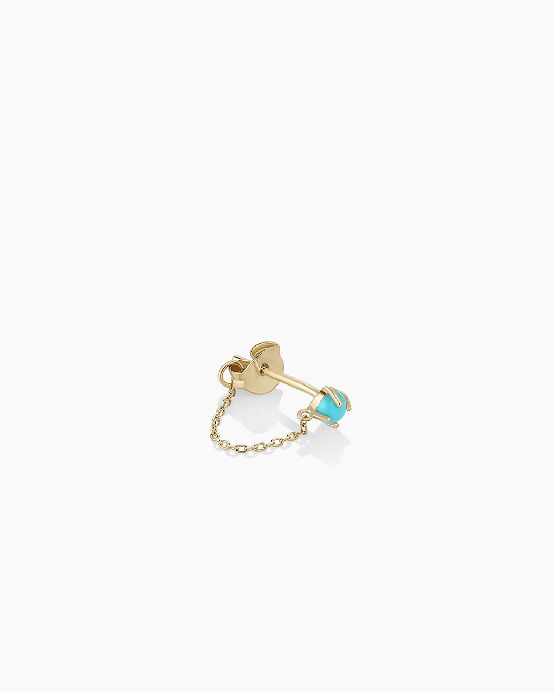 Turquoise Newport Chain Huggie || option::14k Solid Gold, Single