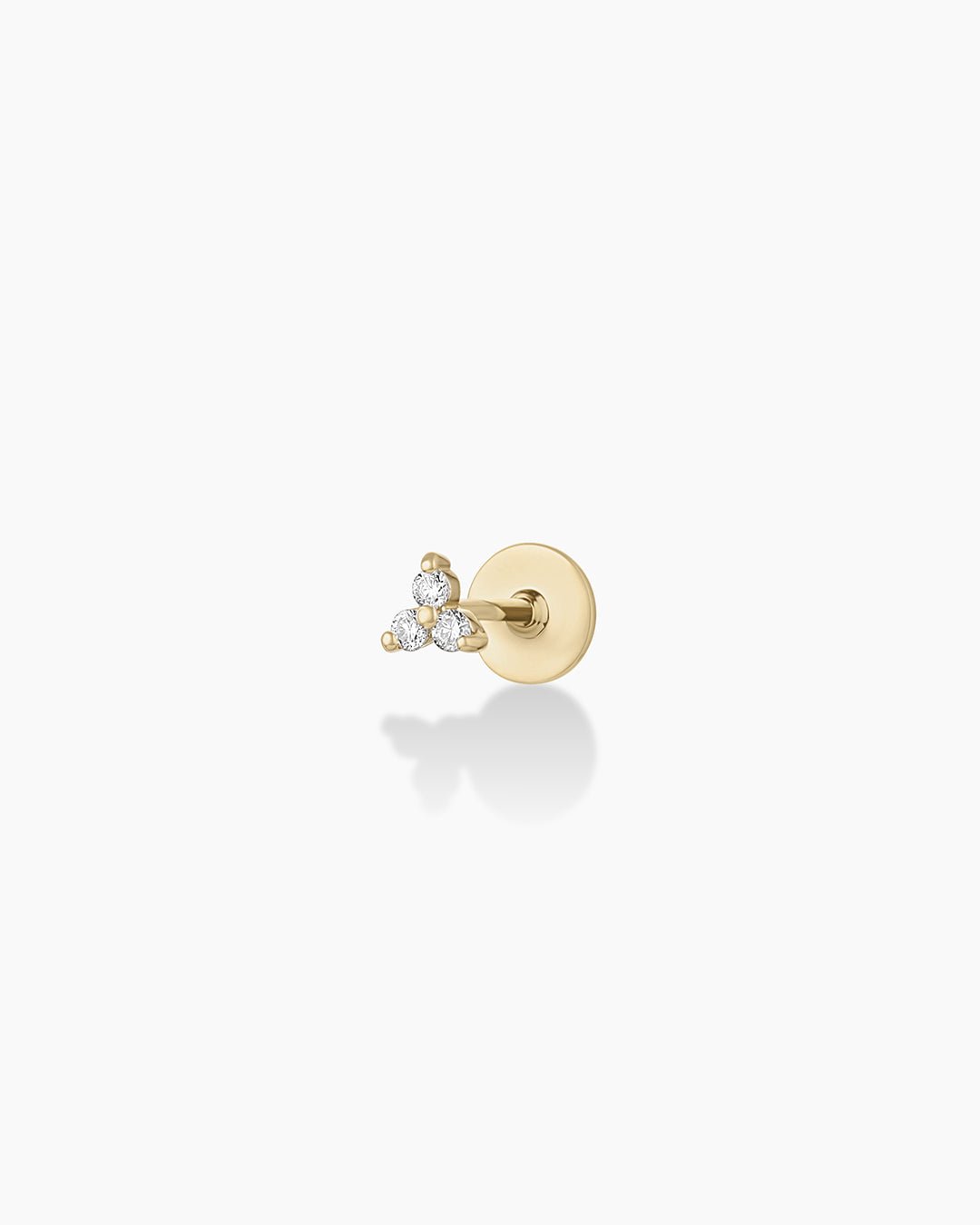 Diamond Bali Flat Back Stud || option::14k Solid Gold, Single