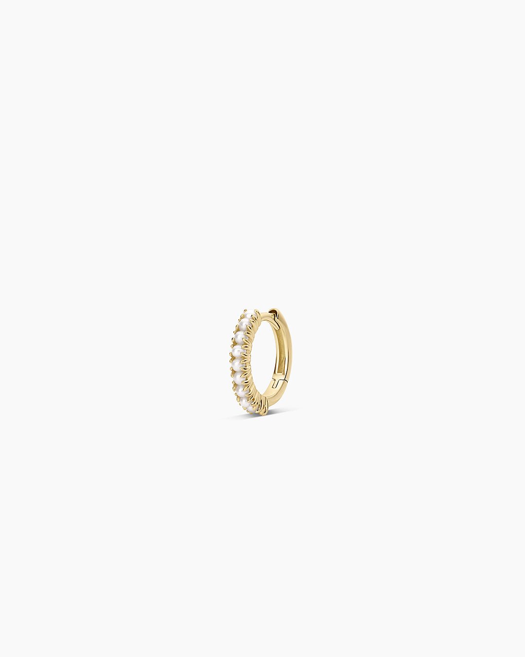 Pearl Row Huggies || option::14k Solid Gold, Single