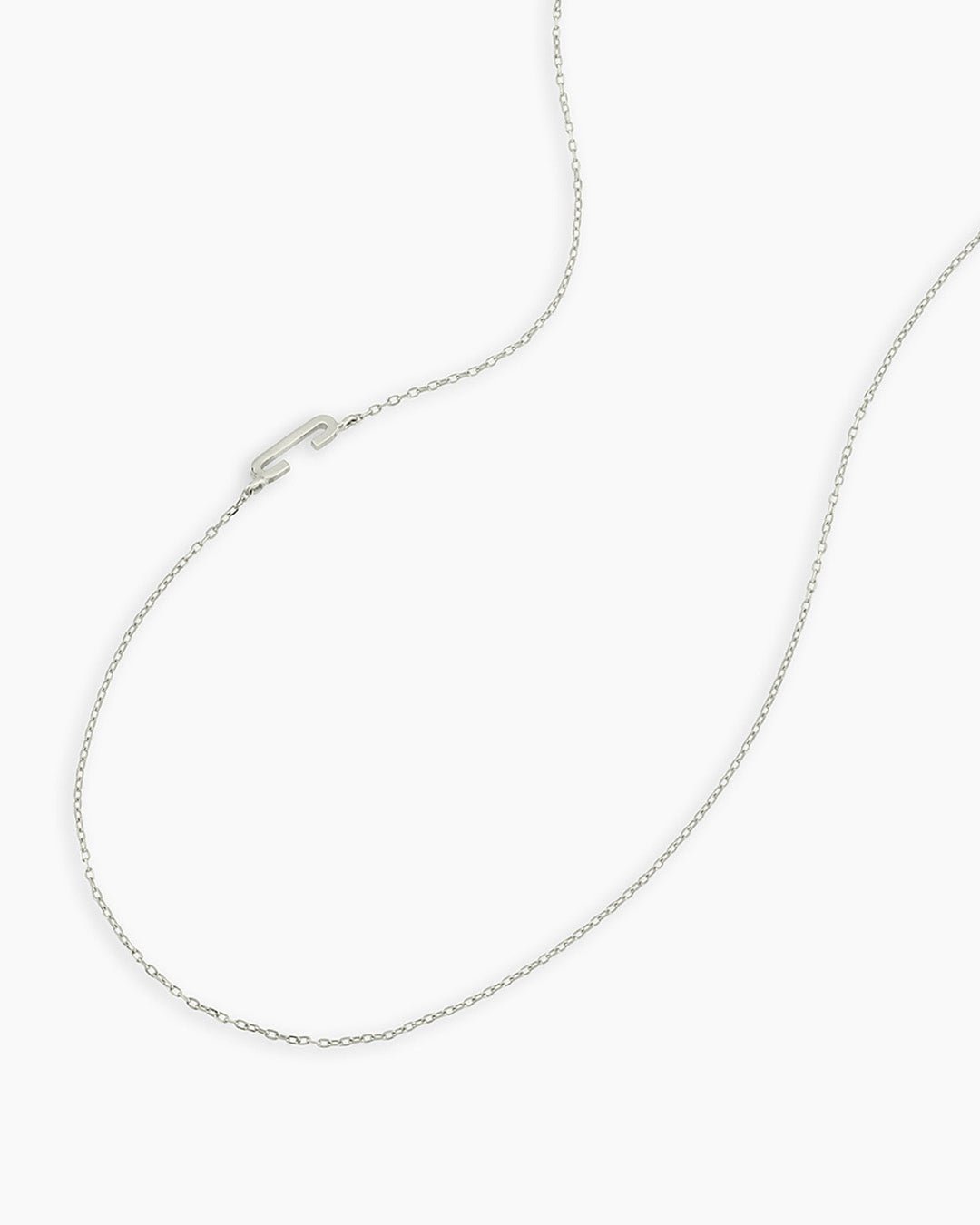 Alphabet Necklace || option::14k Solid White Gold, C