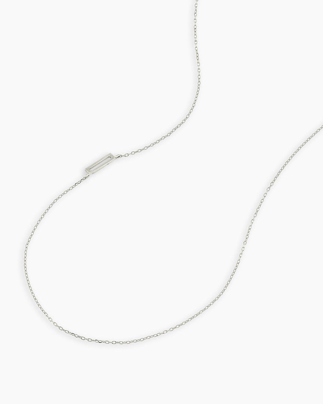 Alphabet Necklace || option::14k Solid White Gold, D