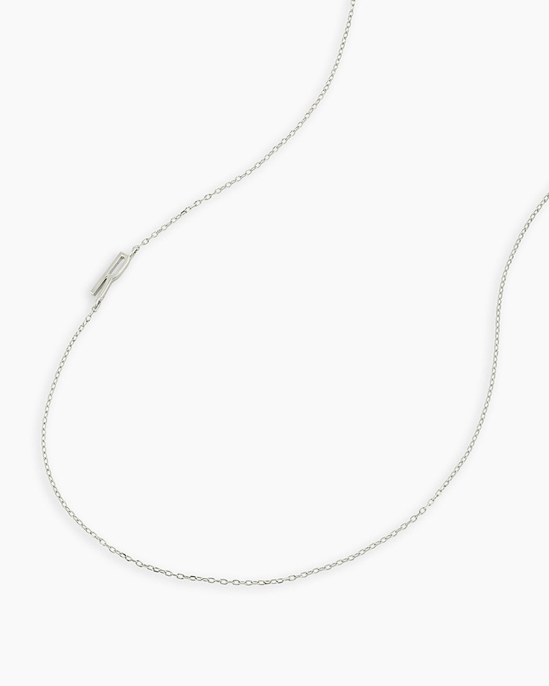 Alphabet Necklace || option::14k Solid White Gold, R