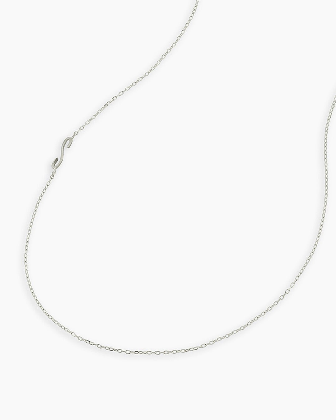 Alphabet Necklace || option::14k Solid White Gold, S