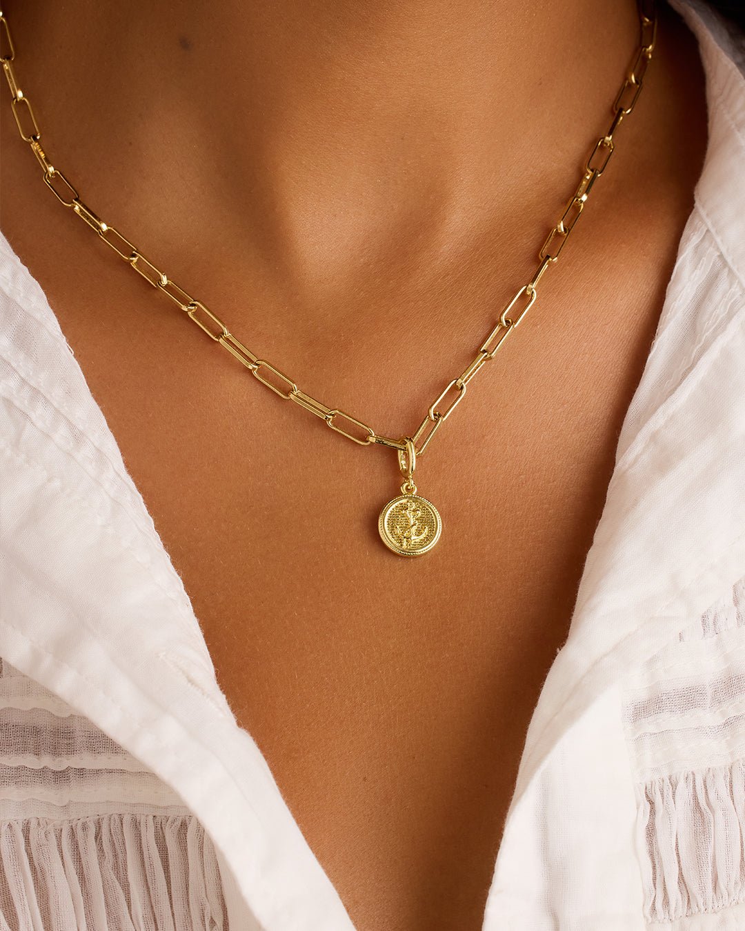 Anchor Coin Parker Charm || option::18k Gold Plated