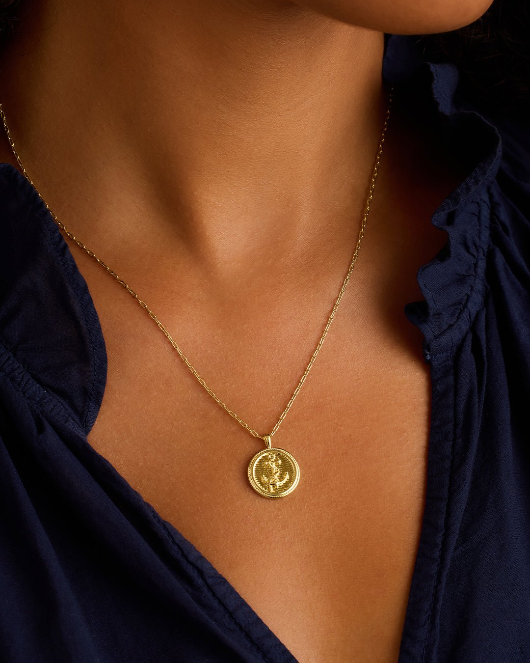 Anchor Coin Necklace || option::18k Gold Plated