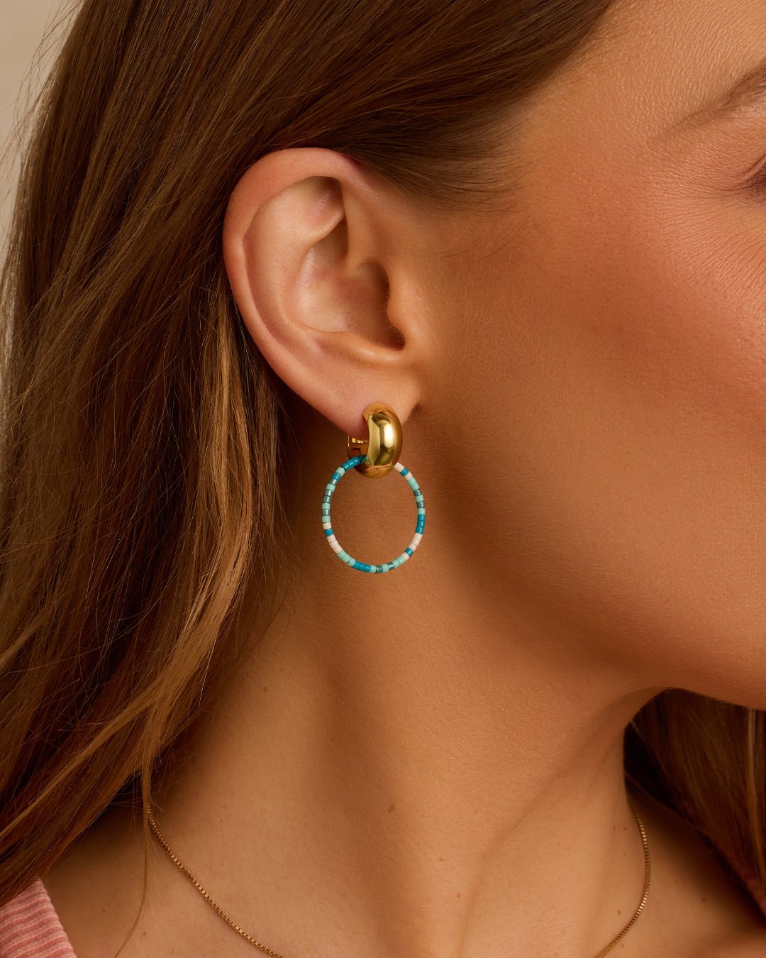 Gigi Drop Hoops || option::18k Gold Plated, Laguna