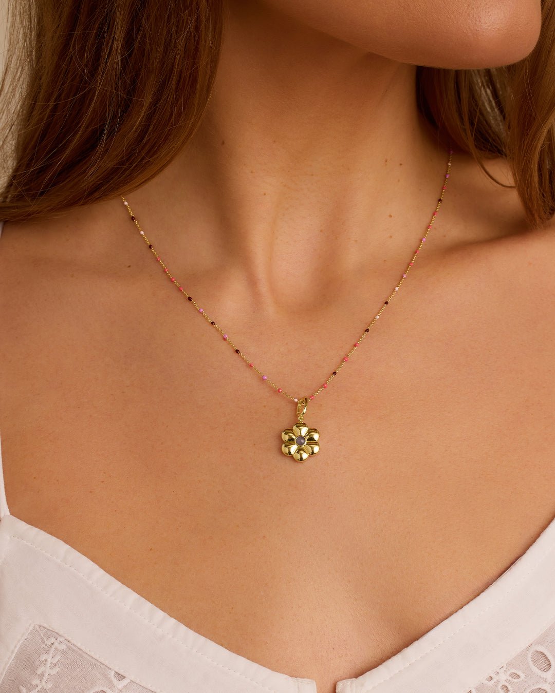 Flower Capri Necklace || option::18k Gold Plated