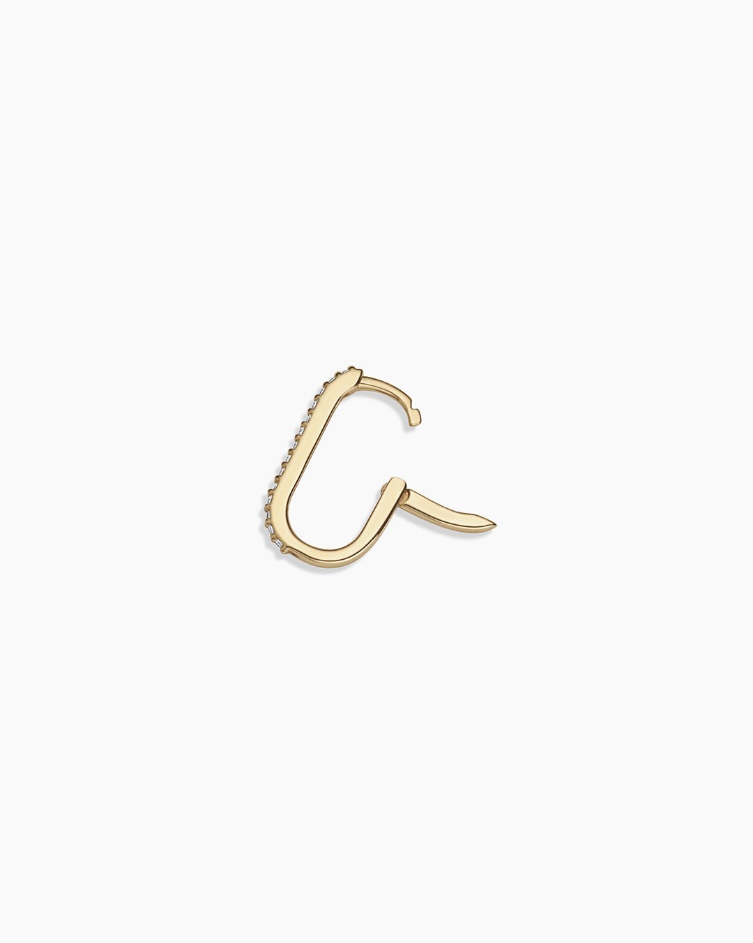 Diamond Parker Link Huggies || option::14k Solid Gold, Single