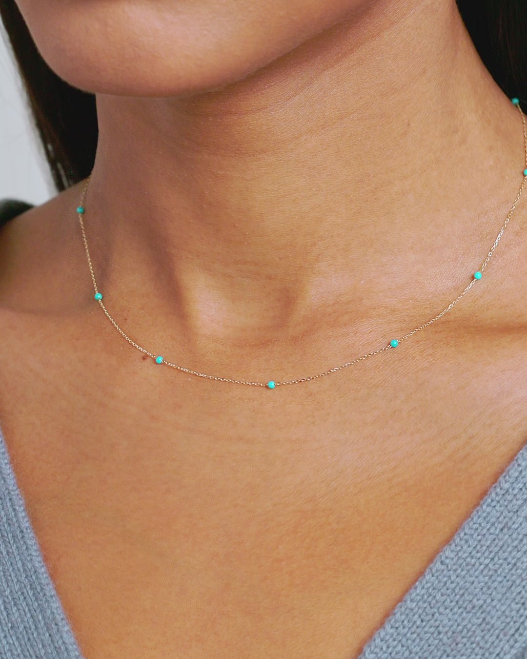 Turquoise Newport Necklace || option::14k Solid Gold