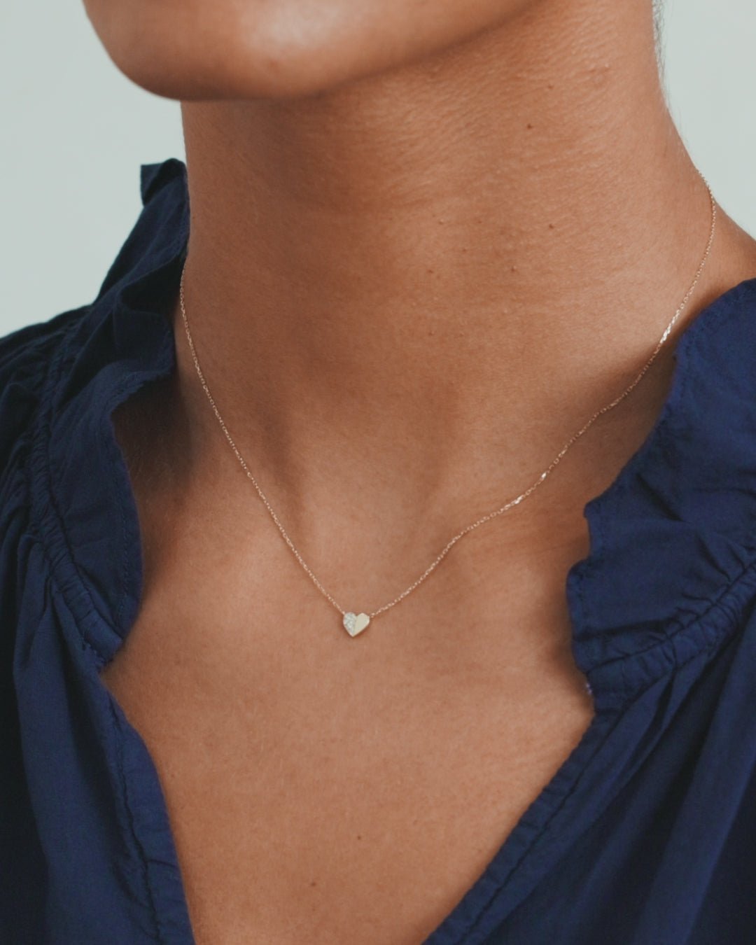 Diamond Bond Necklace || option::14k Solid Gold, Single - Diamonds Left