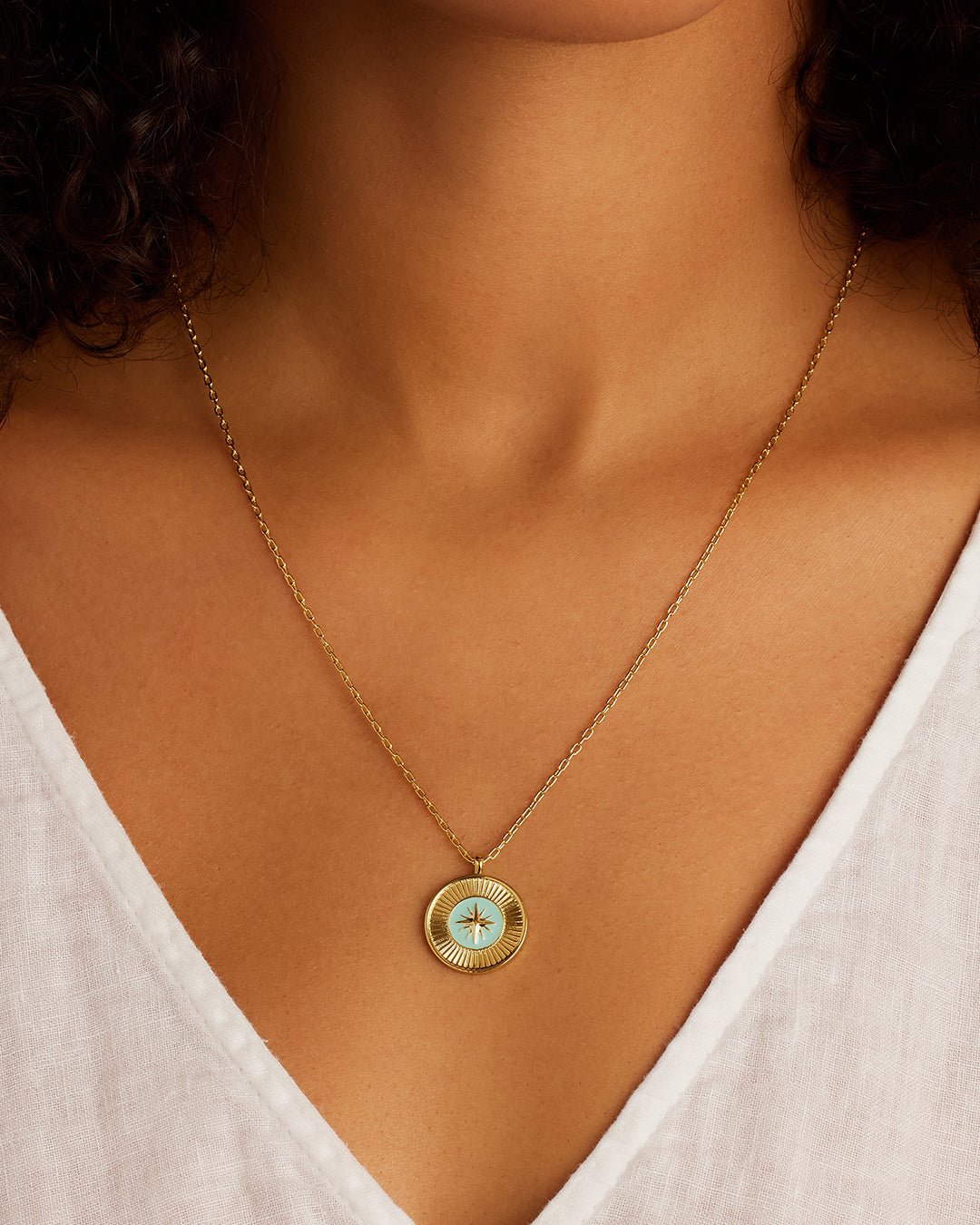 Compass Pendant Necklace || option::18k Gold Plated