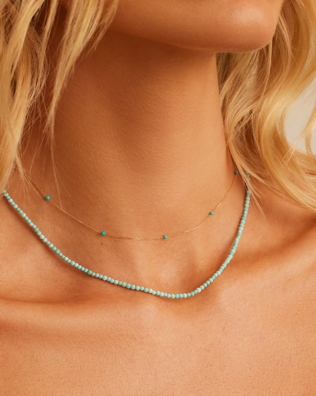 Turquoise Newport Necklace || option::14k Solid Gold