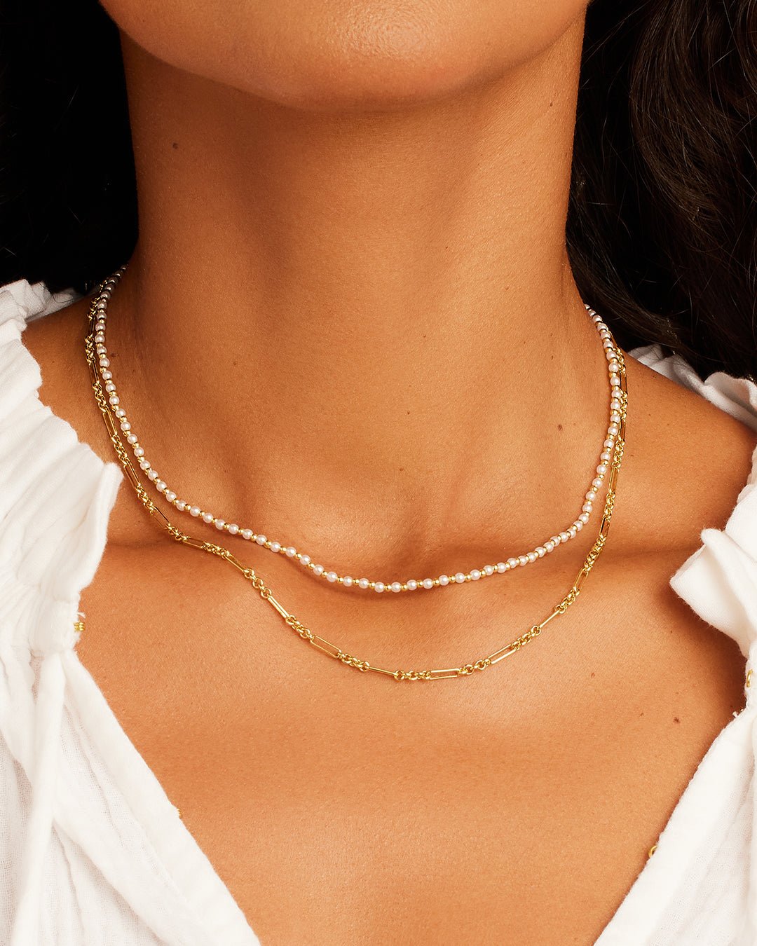 Poppy Pearl Layering set || option::18k Gold Plated